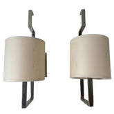 Pair of Chrome Sconces, Wall Lights with Paper Shades, Sku 033015